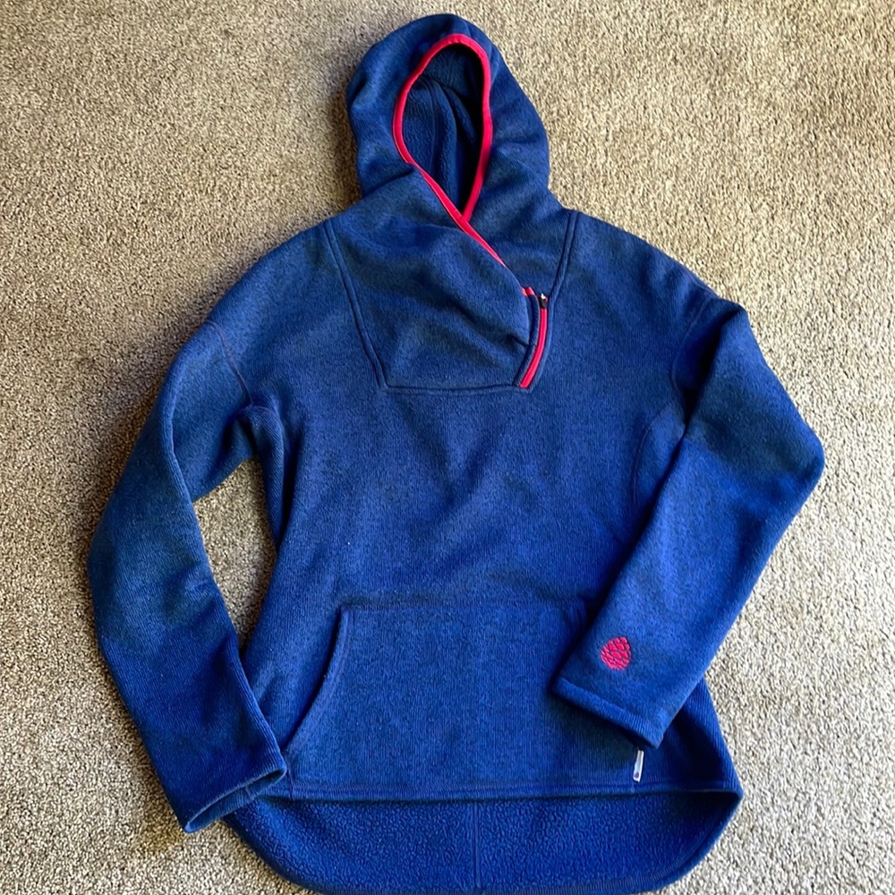 Stio fleece hoodie. Medium. Blue with red piping.